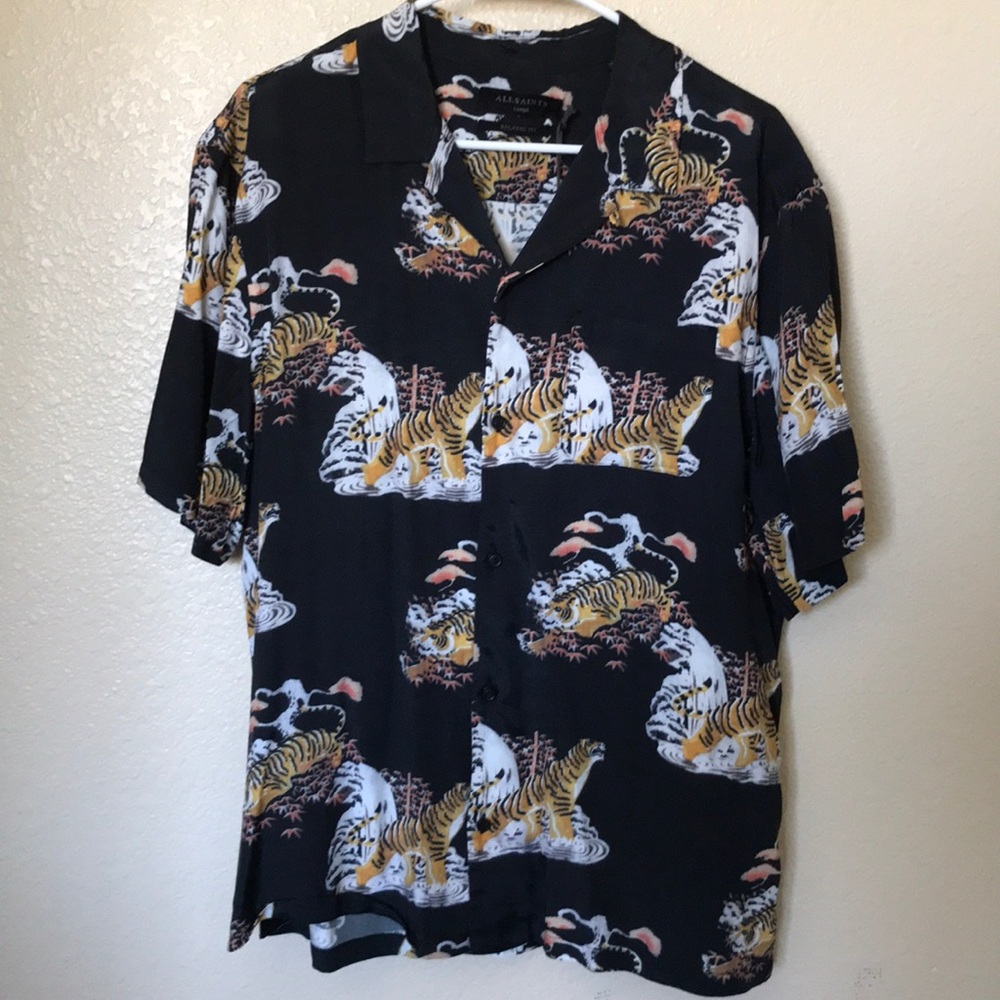All saints relaxed fit bowling shirt